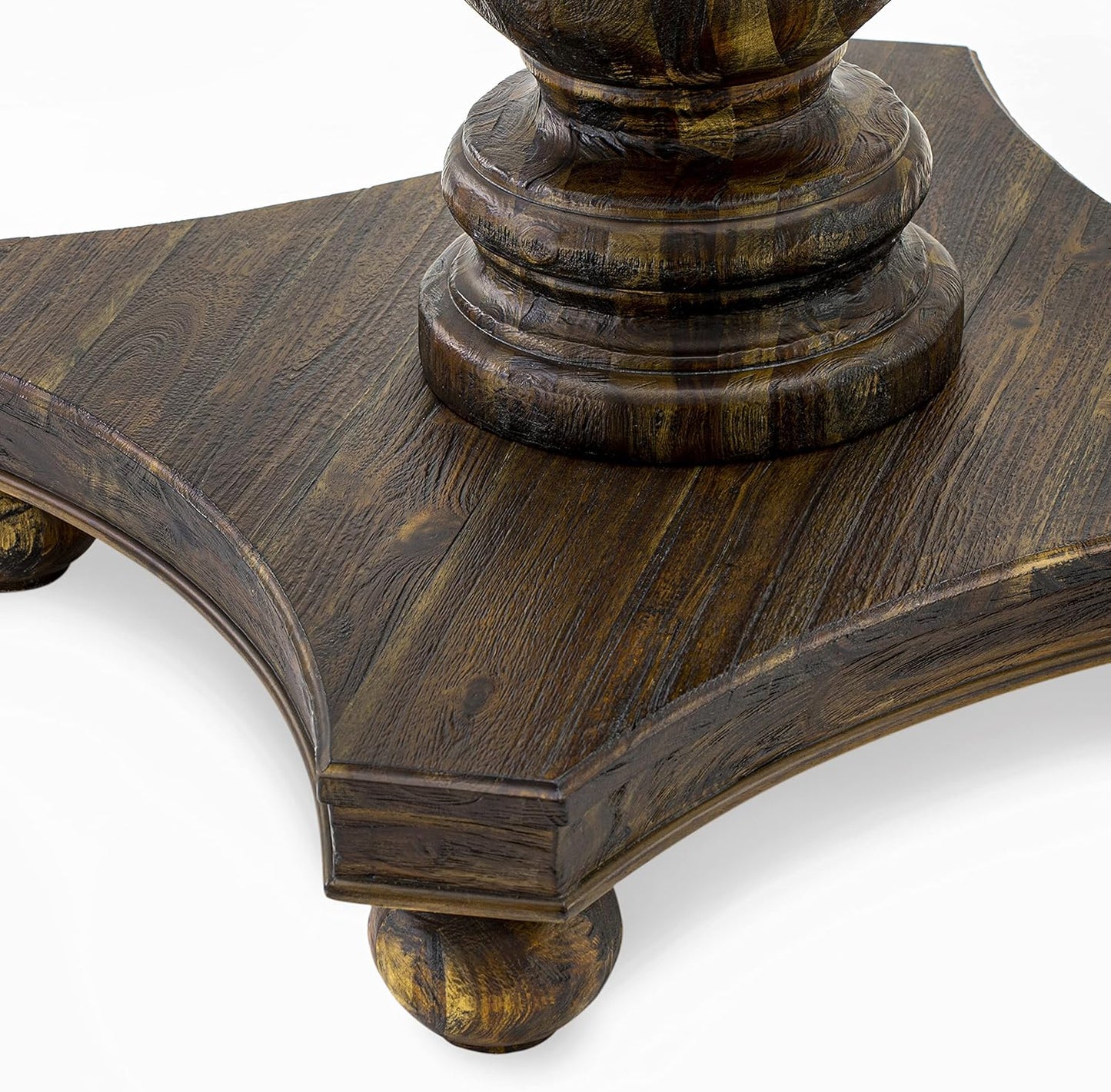 East West Furniture I2MZ5-748 5 Piece Kitchen Table Set for 4 Includes a Round Dining Room Table with Pedestal and 4 Coffee Linen Fabric Parsons Dining Chairs, 48x48 Inch, Distressed Jacobean