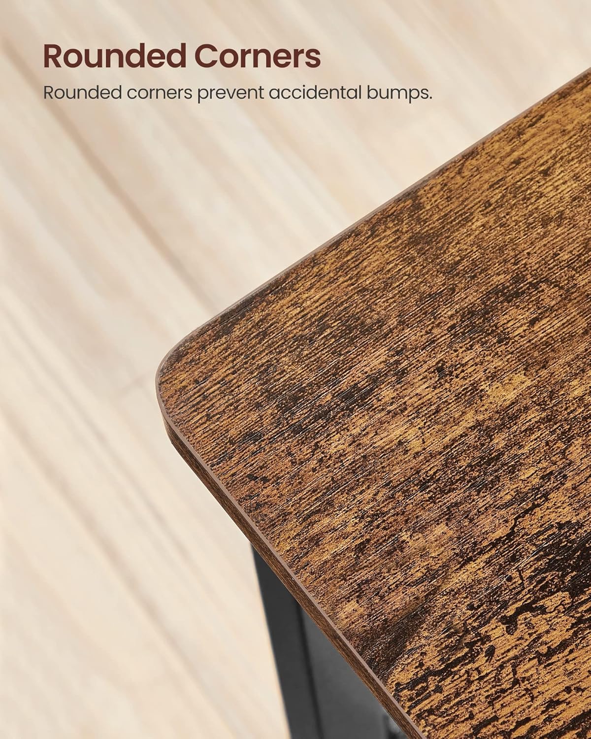 VASAGLE Dining Chair Set of 2, Rustic Wood Chairs with Metal Steel Frame, Easy to Assemble, Comfortable Seat, Modern Farmhouse Chair for Kitchen, Bedroom, Living Room, Rustic Brown and Ink Black