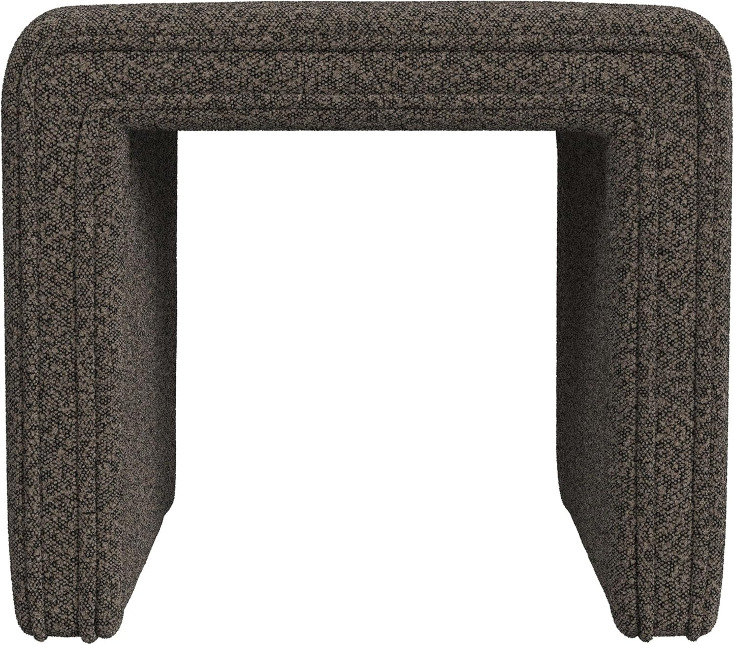 HomePop Modern Channel Tufted Ottoman Home Décor|Ottoman for Living Room & Bedroom - Dark Brown Boucle