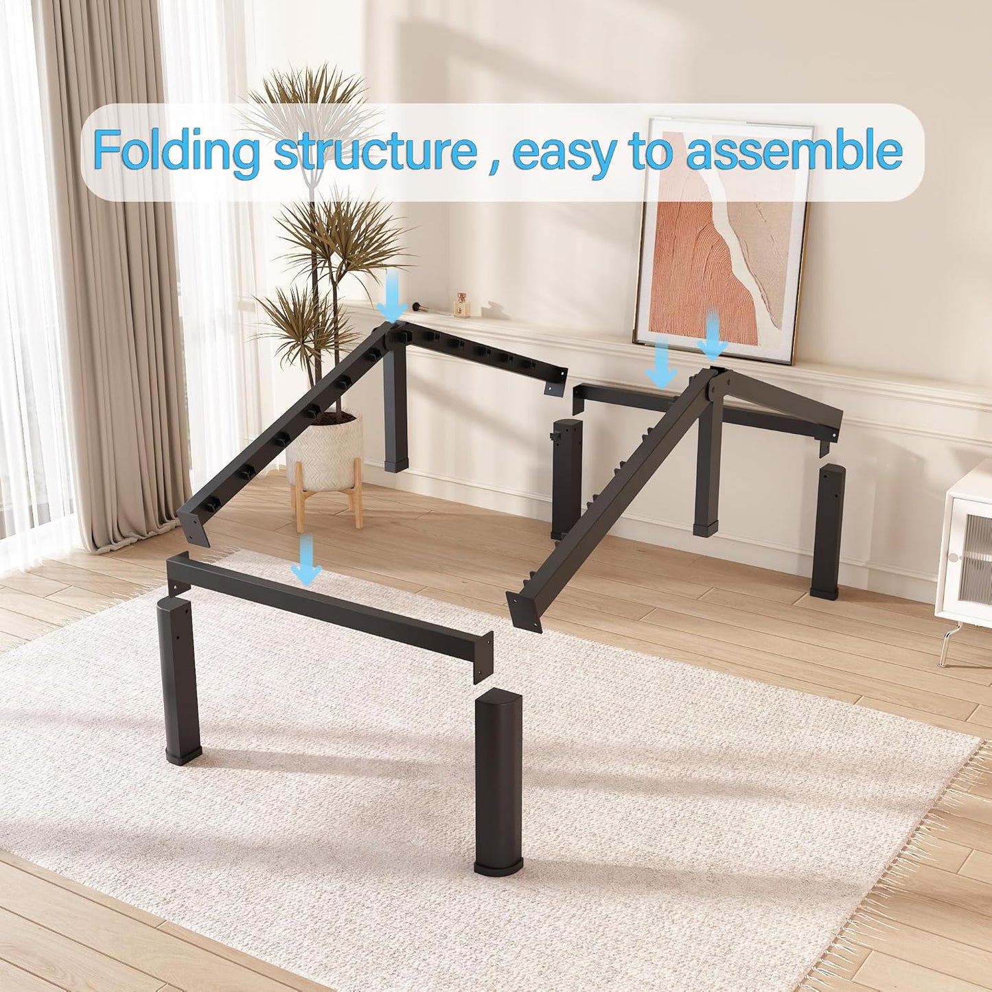 FUIOBYVV 12 Inch Twin Bed Frame with Round Corner Edge Legs 3500 lbs Metal Heavy Duty Steel Slats Support No Box Spring Needed Platform Noise Free Easy Assembly