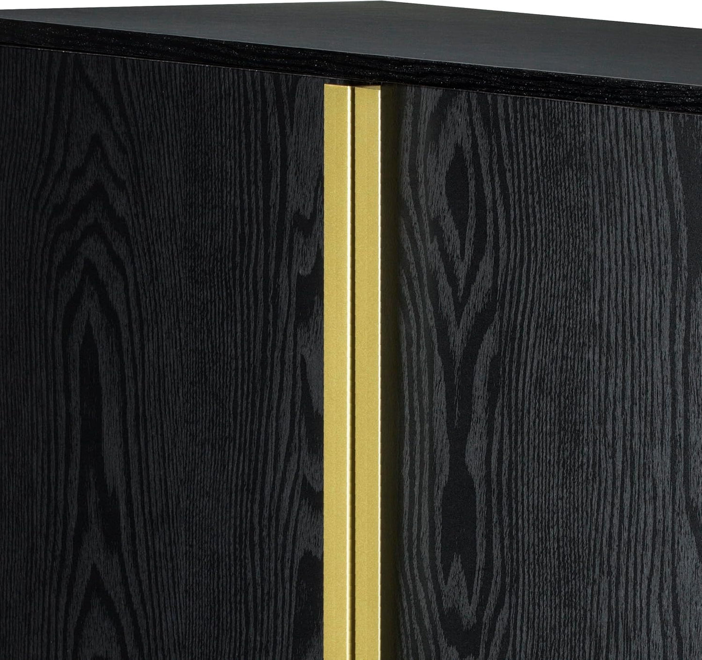 Sango Cortland 2-Door Accent Cabinet, Sleek Black Storage Cabinet with Brass Handles, Adjustable Shelf, Minimalist Mid-Century Modern Design, Stylish & Functional Furniture for Living or Dining Room