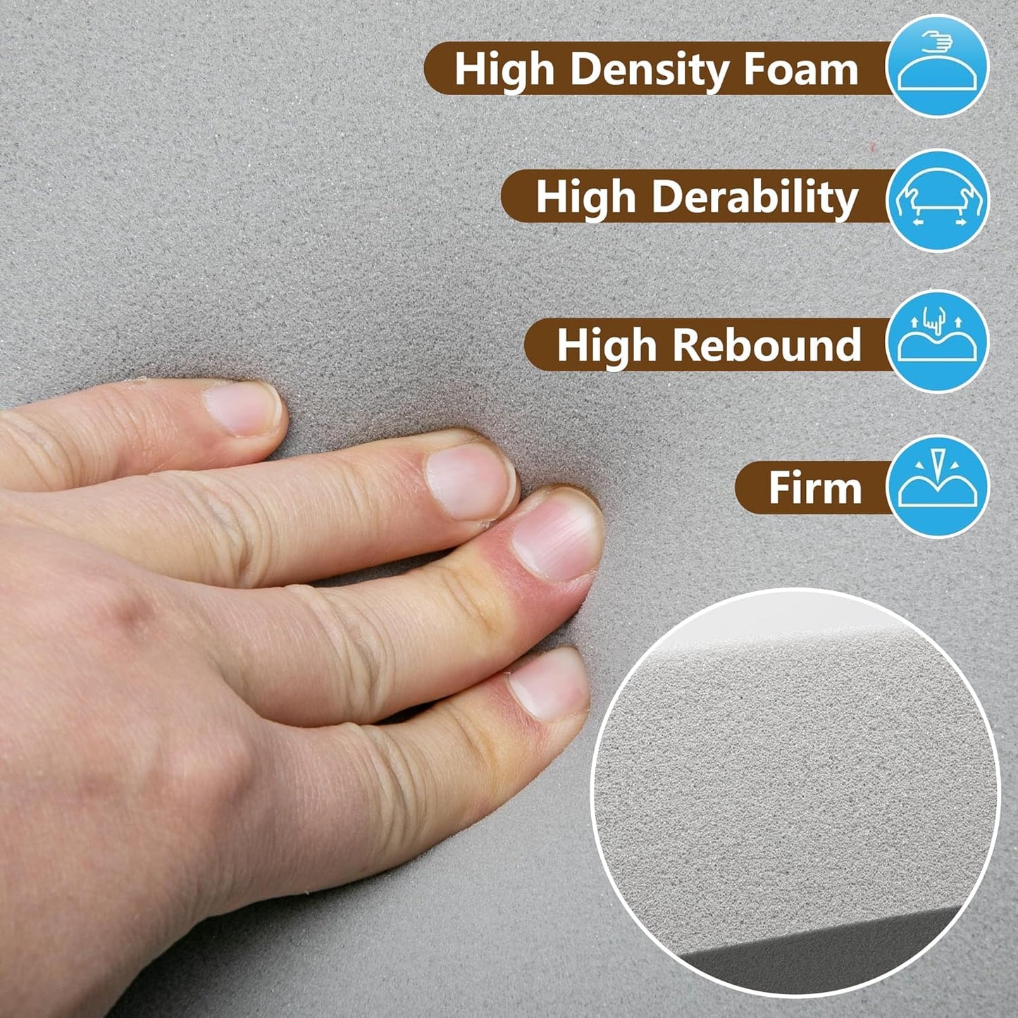 moonoom 22"x22" Couch Cushion Support, Grey Sofa Cushion Sagging Repair, Curved High Density Foam Replacement for Furniture Sagging Seat Sectional Loveseat Chair (2 Pcs)