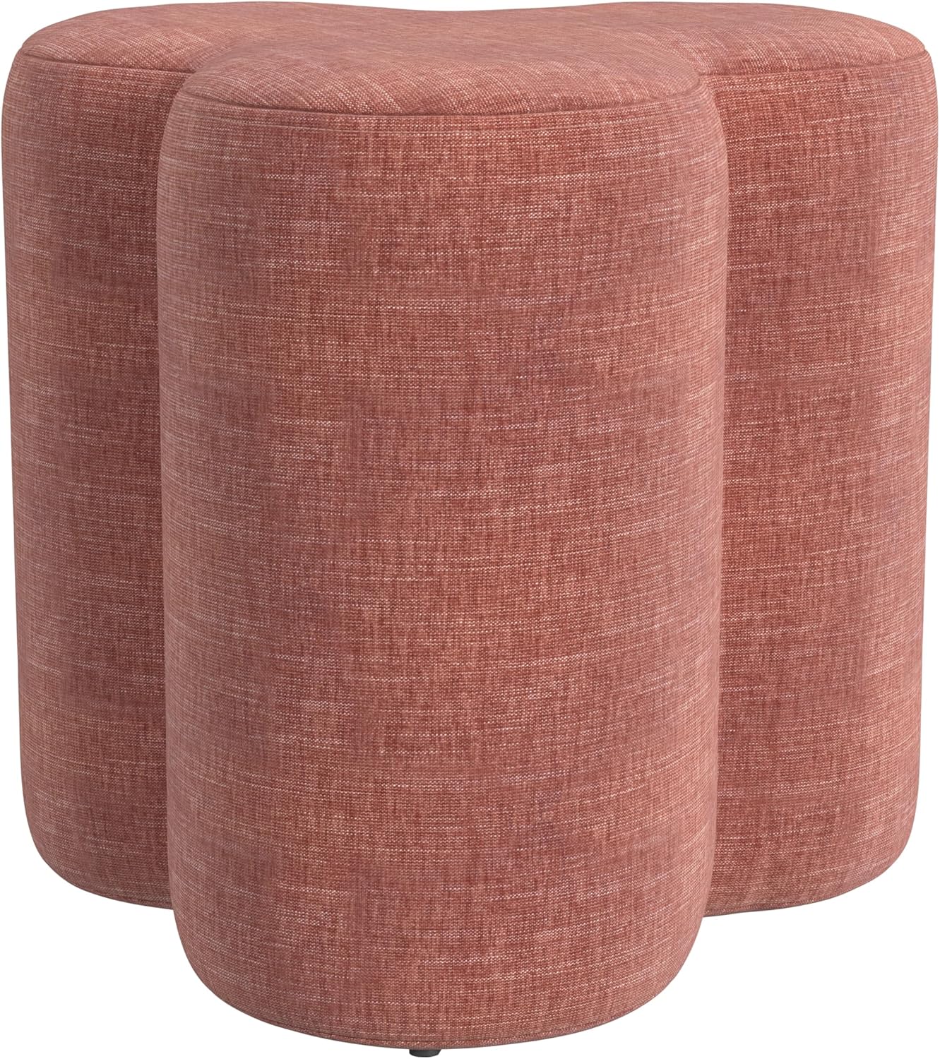 HomePop Upholstered Clover Shaped Ottoman (No Lid, Seat Only) Home Décor | Foot Rest Pouf – Pink Chenille