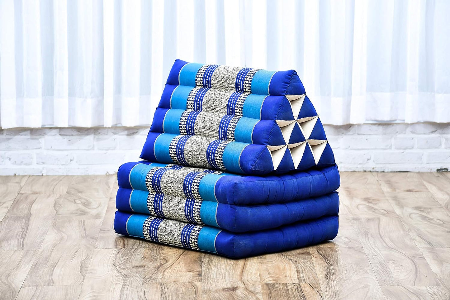 Leewadee - Comfortable Japanese Floor Mattress Used As Thai Floor Bed with Triangle Cushion, Futon Mattress Or Thai Massage Mat, 67 x 21 inches, Blue