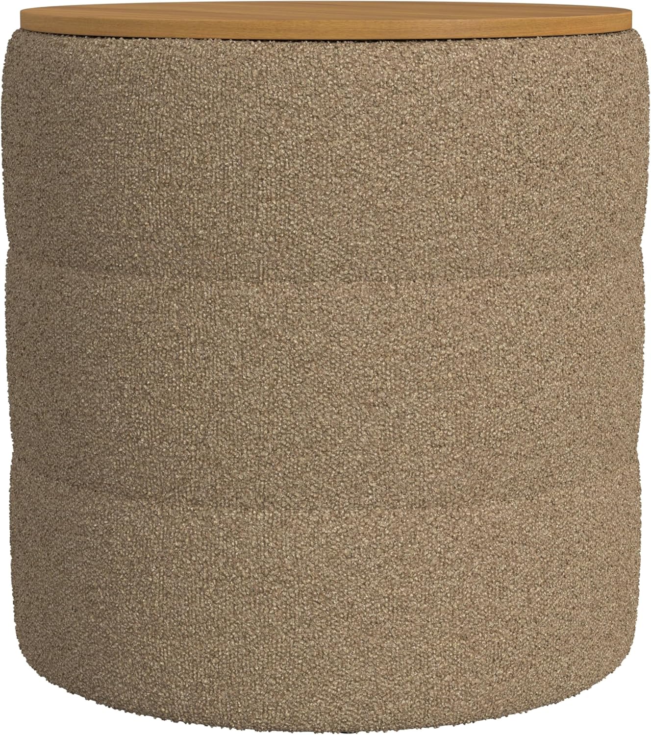 HomePop Channel Storage Ottoman with Wood Top - Brown Boucle