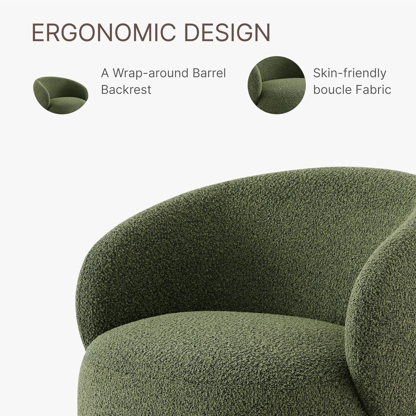 Swivel Accent Chair Round Barrel Armchair Upholstered Performance Fabric for Living Room Bedroom Waitingroom,1 Box,Moss Green