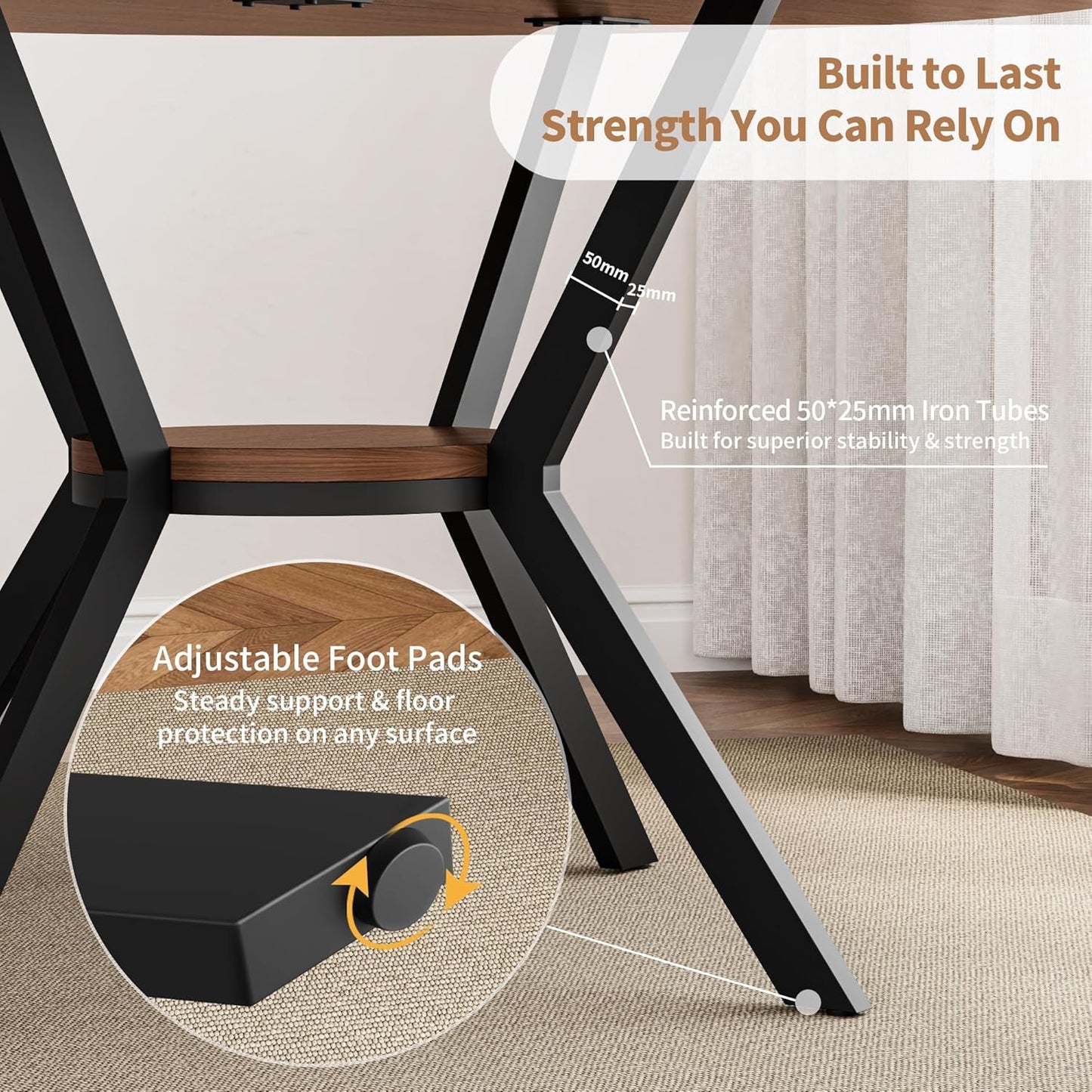 42" Round Dining Table for 4, Farmhouse Kitchen Table with Storage, Space Saving Circle Dinner Table, Rustic Wood Kitchen & Dining Room Tables with Metal Legs for Kitchen, Living Room, Dining Room