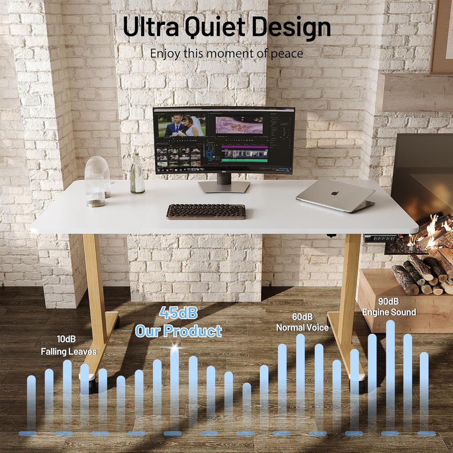 Monomi Electric Standing Desk, 55'' Height Adjustable Ergonomic Home Office Sit Stand Up Desk with Memory Preset Controller, White