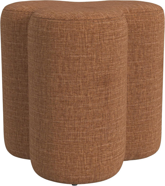 HomePop Upholstered Clover Shaped Ottoman Home Décor|Foot Rest Ottoman - Rust Orange Chenille