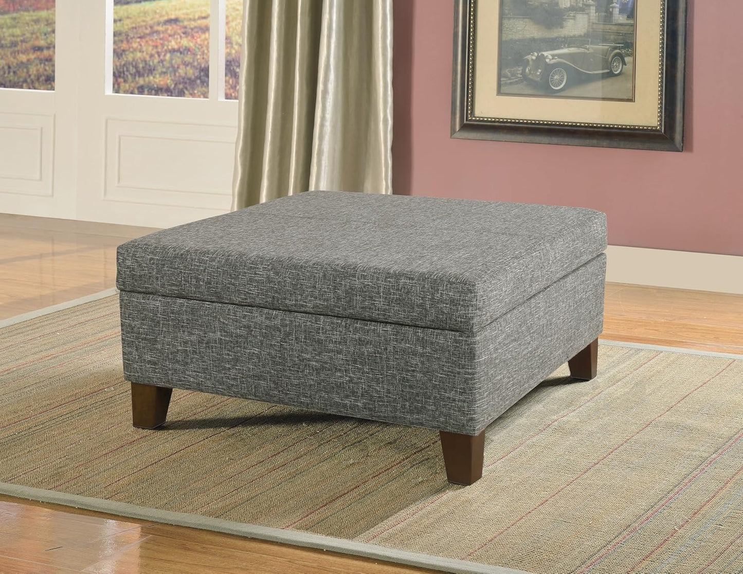 HomePop Home Decor | Luxury Square 32” Storage Ottoman with Lift Off Lid | Ottoman with Storage for Living Room & Bedroom, Slate Gray