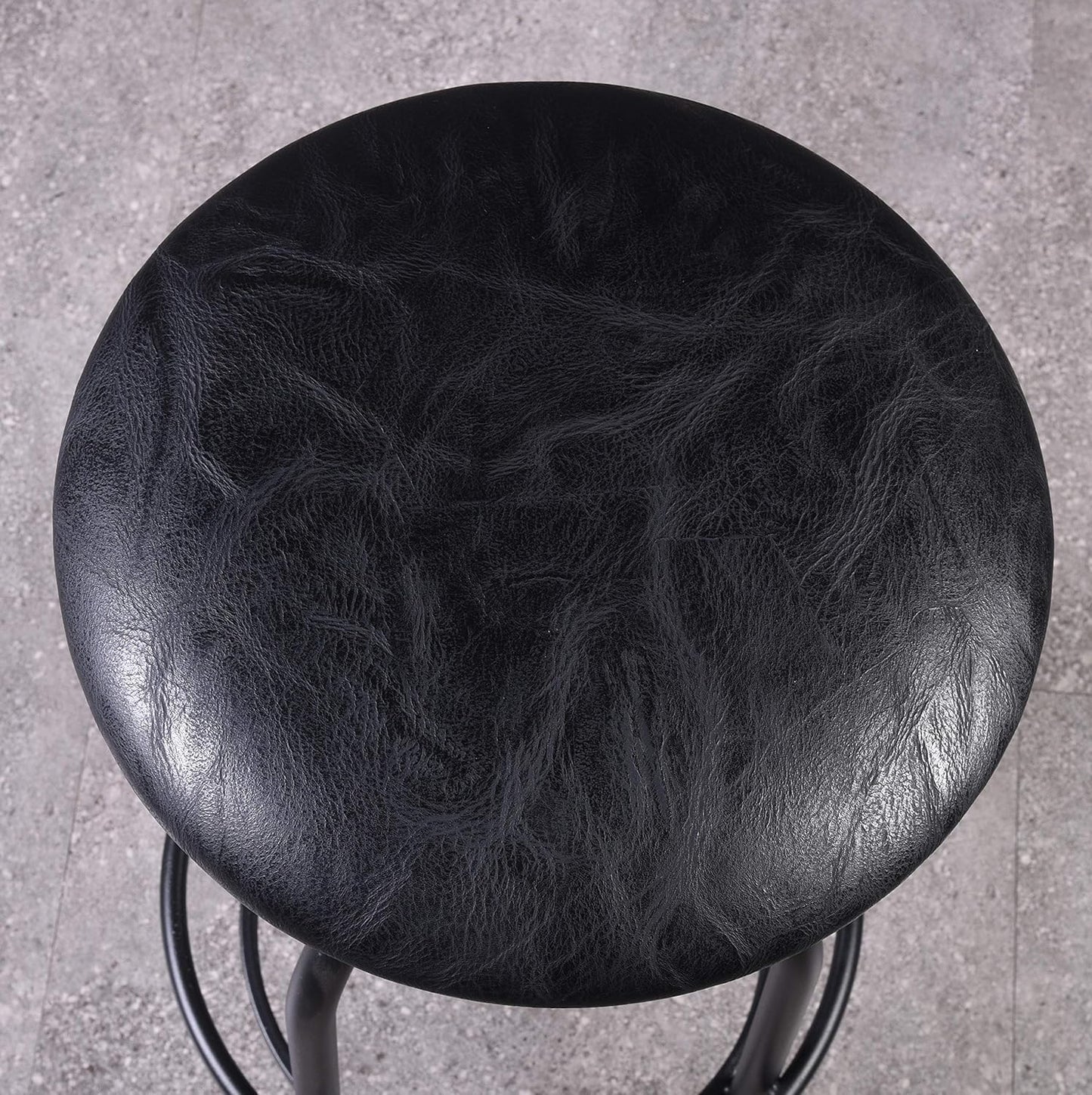 Diwhy Industrial Vintage Counter Stool, Kitchen Counter Height Adjustable Swivel Chair, Metal Frame Stool, 20.47-26.77 Inch, Fully Welded Base, Black PU Upholstered, Set of 2