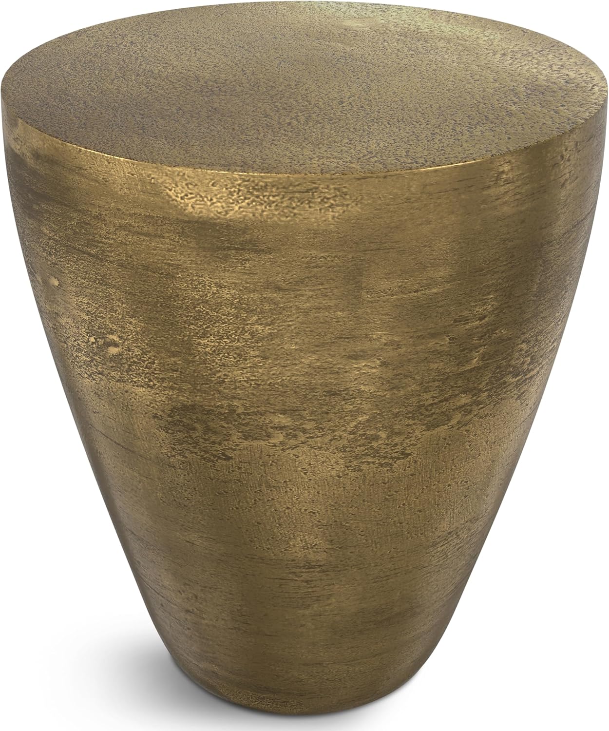 SIMPLIHOME Cavan Metal Side Table in Antique Brass, 16.5" Round, 17.75" H, Cast Aluminum Accent Table for Living Room, Bedroom, Office, Mid-Century Modern Design