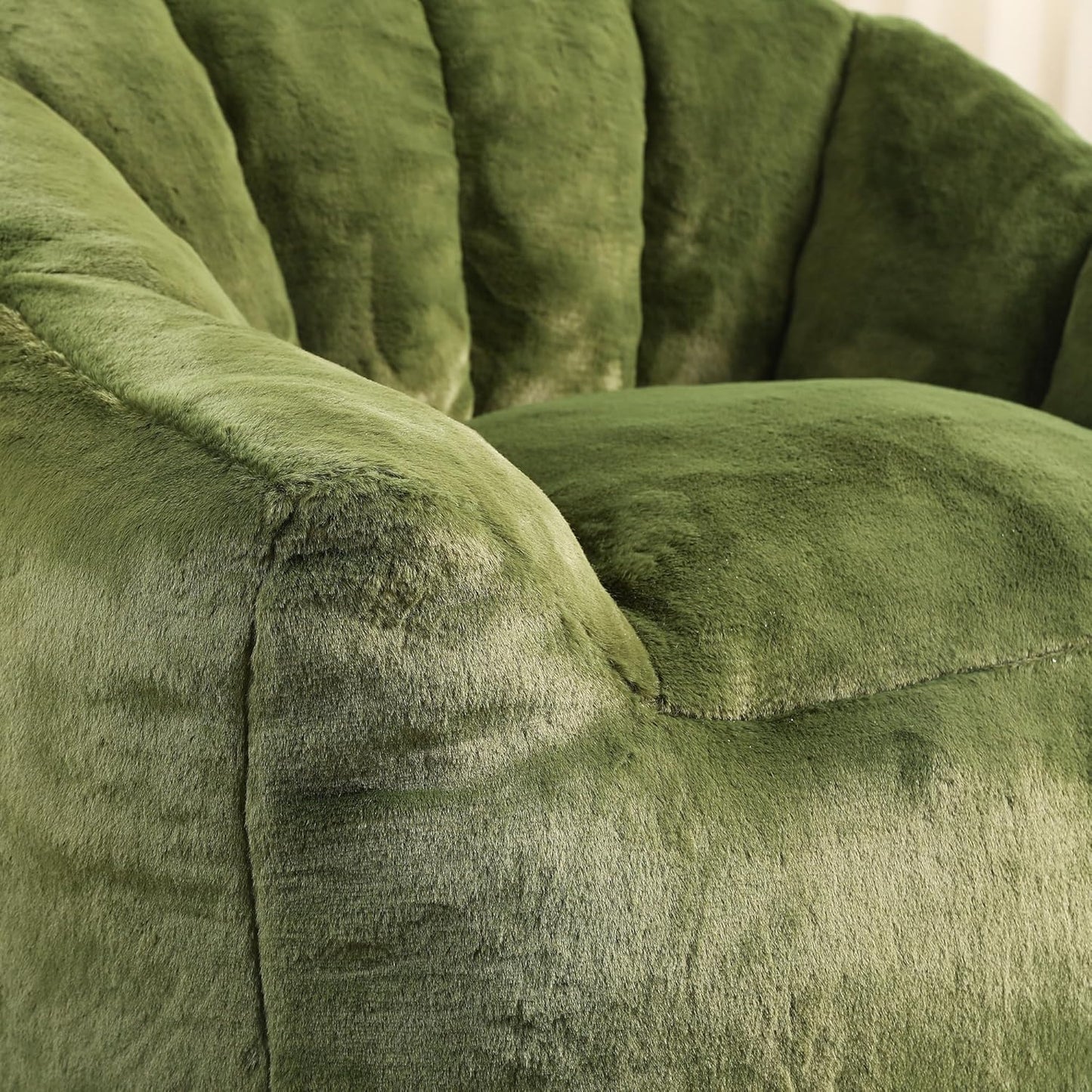 Furniliving Bean Bag Chair, Giant Bean Bag Chair Stuffed Floor Sofa for Adults Comfy Bean Bag Sofa with Back Support, Oversized Bean Bag Couch for Living Room Bedroom Dorm Office, Faux Leather, Green