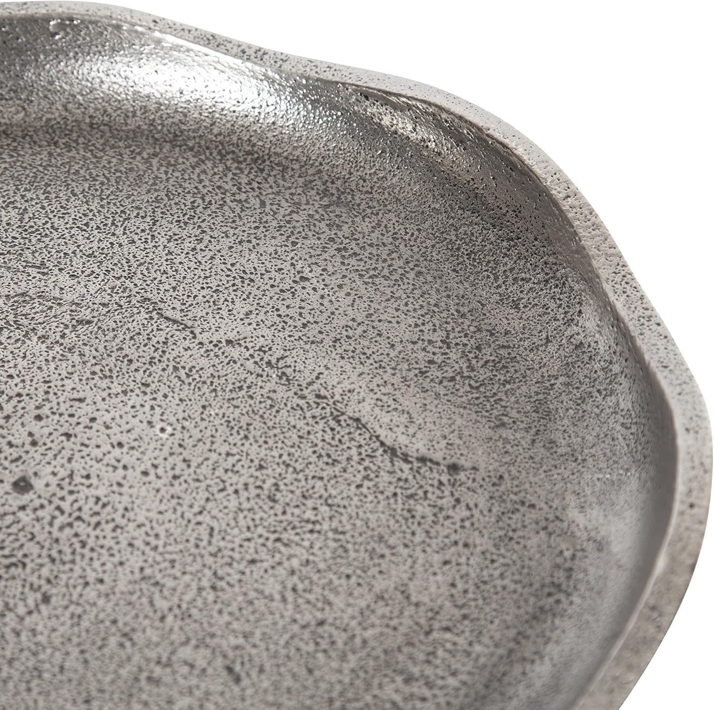 Kate and Laurel Alessia Modern Decorative Metal Drink Table; 8 x 8 x 22; Silver; Stunning Cast Aluminum Pedestal Plant Stand with Rough Texture and Deckled Edge