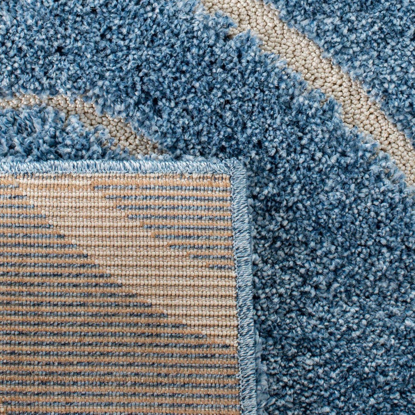 SAFAVIEH Florida Shag Collection Runner Rug - 2'3" x 13', Light Blue & Cream, Scroll Design, Non-Shedding & Easy Care, 1.2-inch Thick Ideal for High Traffic Areas in Living Room, Bedroom (SG455-6011)