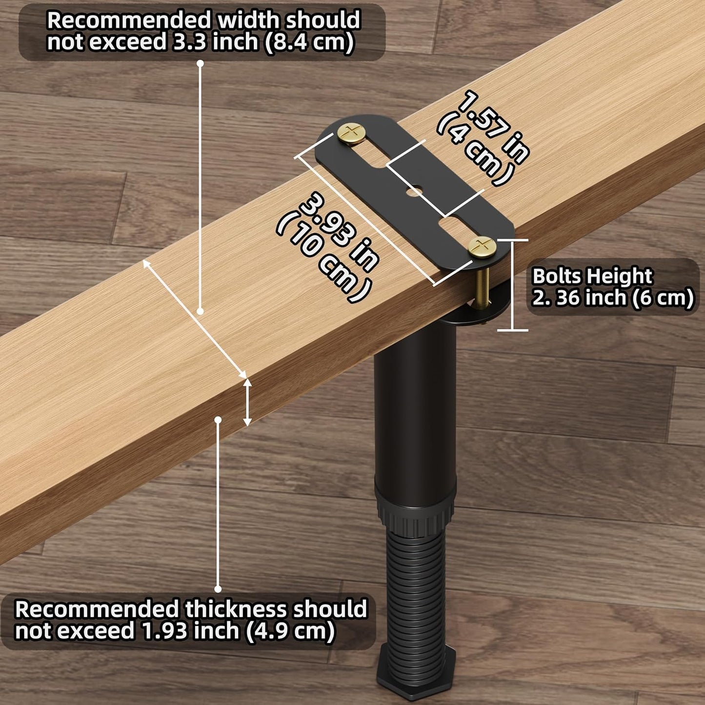 4 Pcs Adjustable Height Bed Support Legs 7.08-12.6 inch with Locking Ring, Bed Frame Center Support Legs for Bed Frame/Bed Center Slat/Furniture, Bed Replacement Legs Bed Slats Support Legs