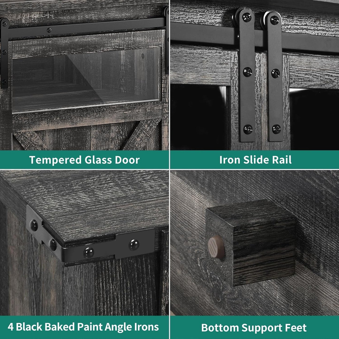 YITAHOME Farmhouse TV Stands for 75 Inch TV with Power Outlets, Entertainment Center with Sliding Barn Doors and Adjustable Shelves, TV Cabinet Media Console Table for Living Room, Dark Rustic Oak