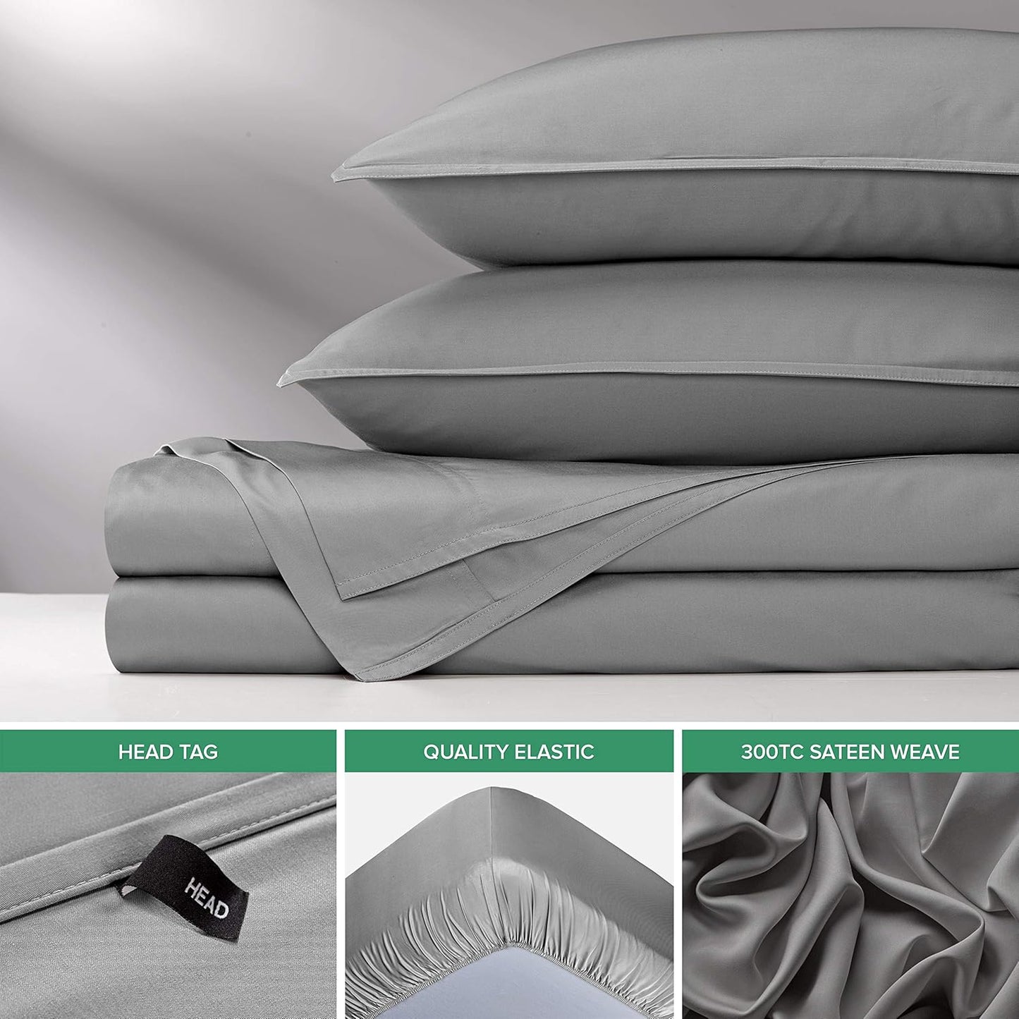 Queen Sheets by Pure Bamboo, Genuine 100% Organic Viscose Derived from Bamboo Bed Sheet Set, Luxuriously Soft & Cooling, Double Stitching, Lifetime Quality Promise (Queen, Stone Grey)