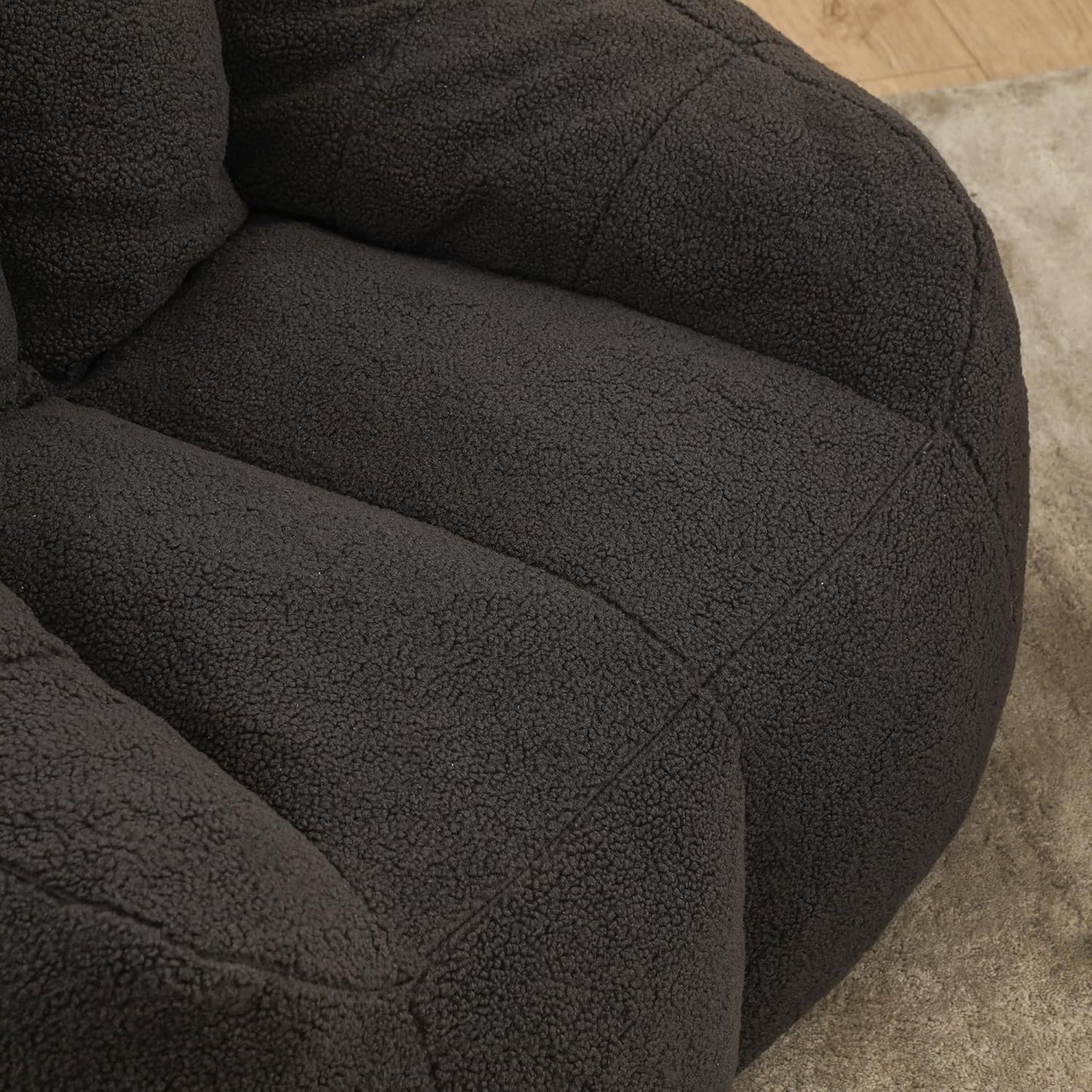 Furniliving Bean Bag Chair, Oversized Bean Bag Couch for Adults Comfy Bean Bag Sofa with Back Support, Large Bean Bag Chair Lazy Sofa for Living Room Bedroom, Darkgrey, Teddy