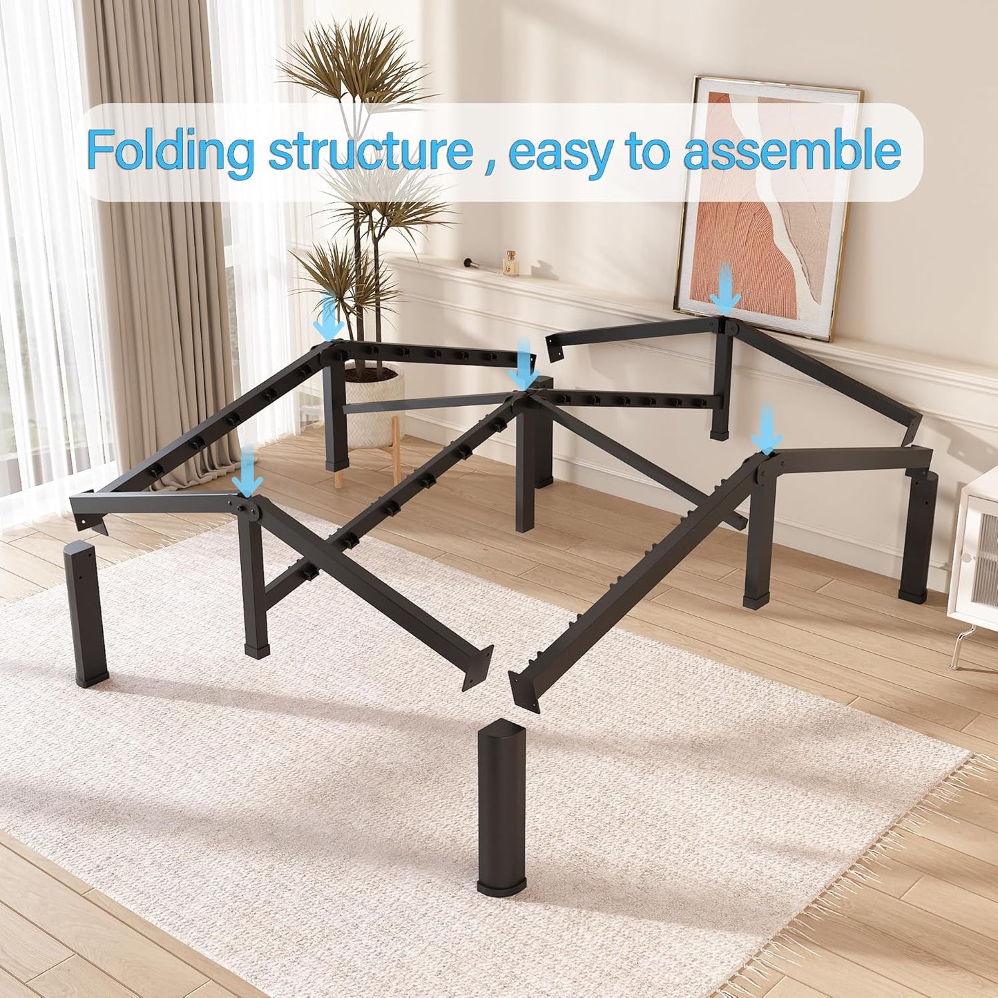 FUIOBYVV 6 Inch California King Bed Frame with Round Corner Edge Legs 3500 lbs Metal Heavy Duty Steel Slats Support No Box Spring Needed Platform Noise Free Easy Assembly