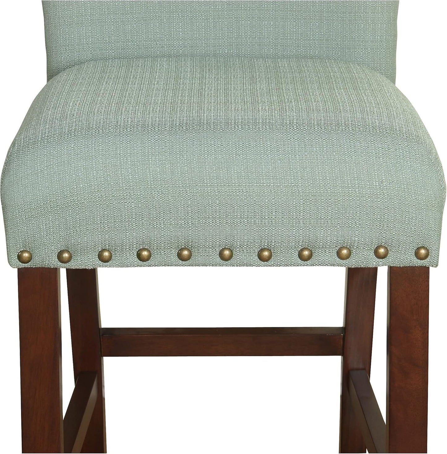 Homepop Home Decor | Backless Nailhead Trim Counter Height Bar Stools | 24 Inch Bar Stools | Decorative Home Furniture (Seafoam)