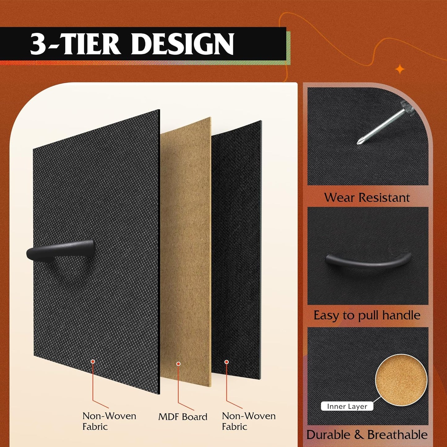 WLIVE 54''W Dresser for Bedroom, Black Dresser TV Stand for 55, 60, 65 inch TV, Wide Chest of Drawers with 9 Drawer, Large Entertainment Center, Fabric Dressers with Wood Top for Closet, Living Room