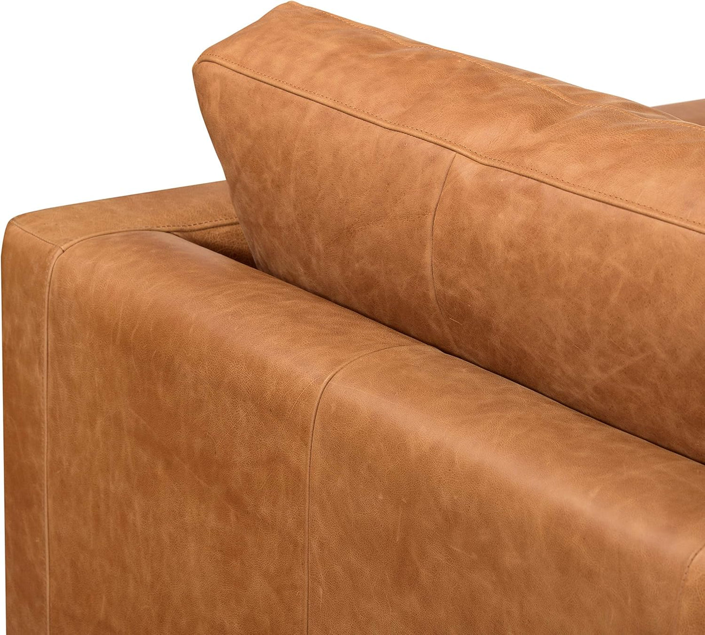 POLY & BARK Napa Leather Corner Sectional Sofa in Full-Grain Pure-Aniline Italian Tanned Leather in Cognac Tan