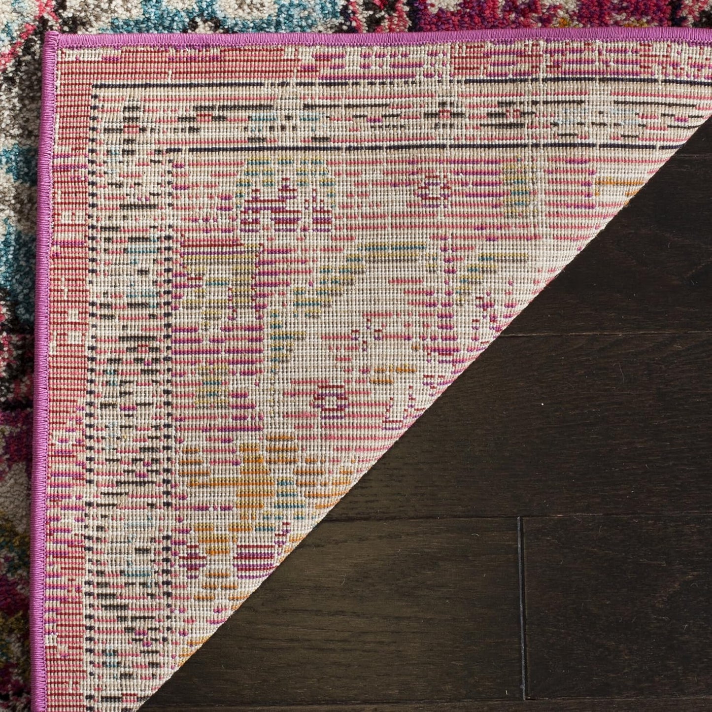 SAFAVIEH Monaco Collection X-Large Area Rug - 11' x 15', Pink & Multi, Boho Chic Medallion Distressed Design, Non-Shedding & Easy Care, Ideal for High Traffic Areas in Living Room, Bedroom (MNC243D)