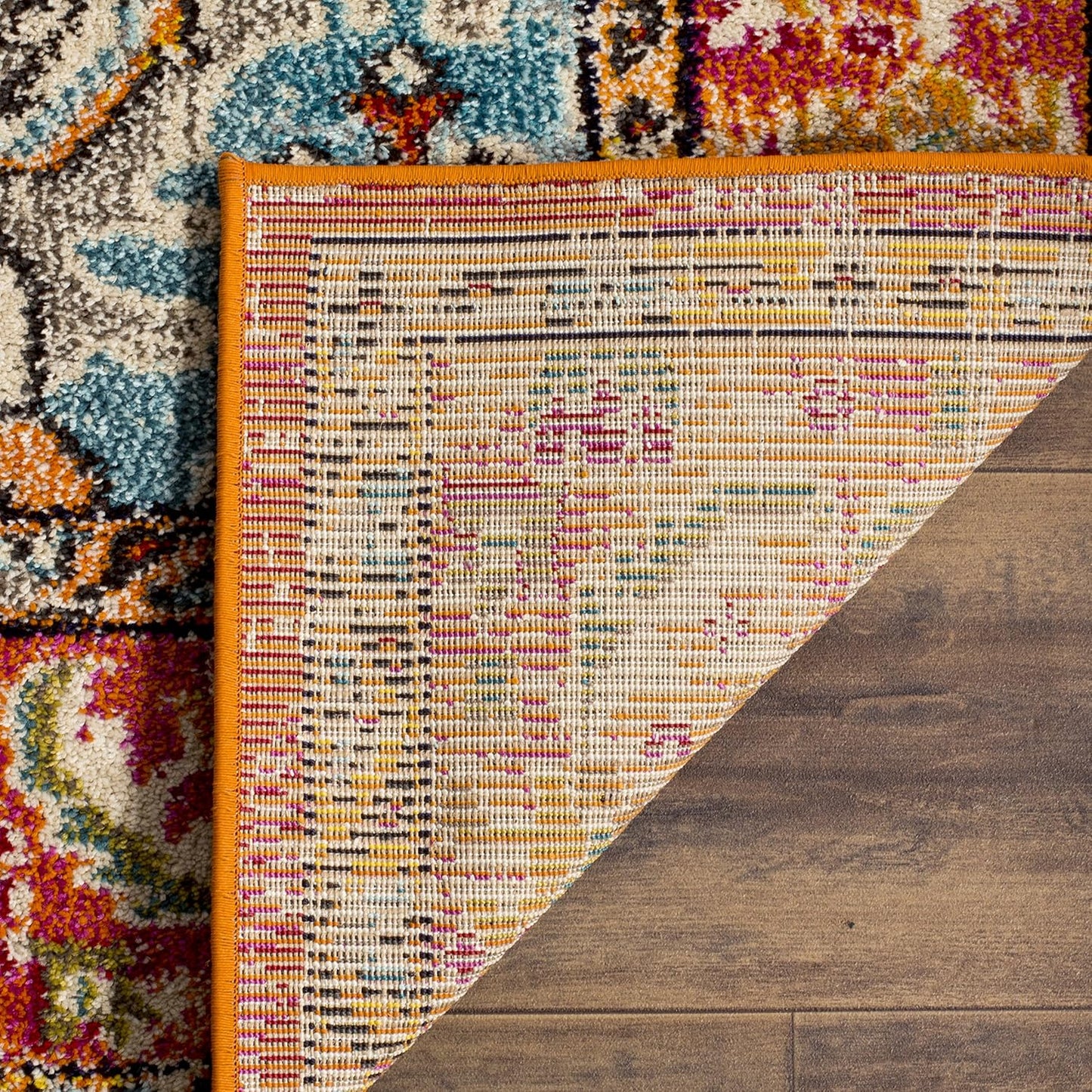 SAFAVIEH Monaco Collection Runner Rug - 2'2" x 18', Orange & Light Blue, Boho Chic Medallion Distressed Design, Non-Shedding & Easy Care, Ideal for High Traffic Areas in Living Room, Bedroom (MNC243H)
