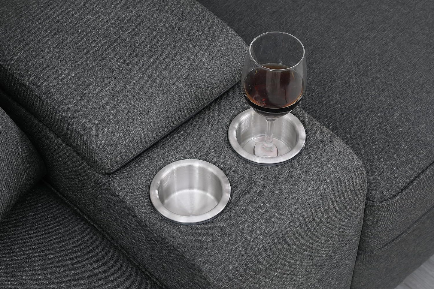 127" L-Shaped Sectional Couch with Movable Ottoman & 6 Throw Pillows,7 Seat Chenille Upholstered Sofa W/2 Cup Holders,USB Port & Hidden Storage Box,DIY Combination,for Living Room,Apartment,Gray