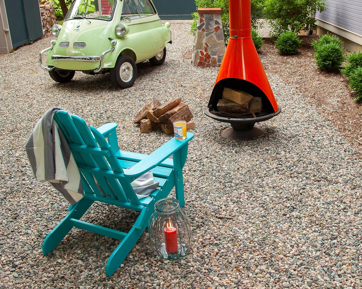 POLYWOOD AD5030AR Classic Folding Adirondack Chair, Height: 35.00" - Width: 29" - Depth: 35.00", Aruba