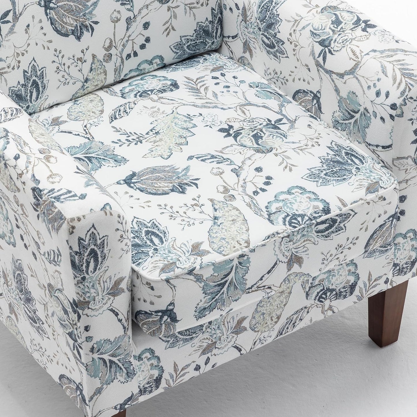 Container Furniture Direct Contemporary Accent Arm Chair with Birch Wood Frame and Velvet Upholstery, Armchair for Office and Living Room Decor, Removable Cushions, 07 Printed Fabric