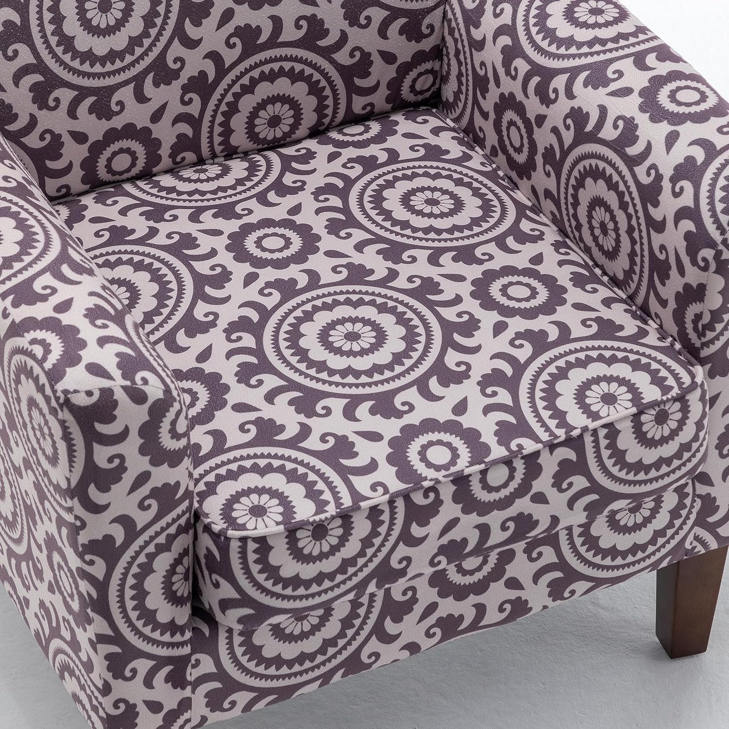 Container Furniture Direct Contemporary Accent Arm Chair with Birch Wood Frame and Velvet Upholstery, Armchair for Office and Living Room Decor, Removable Cushions, 02 Printed Fabric