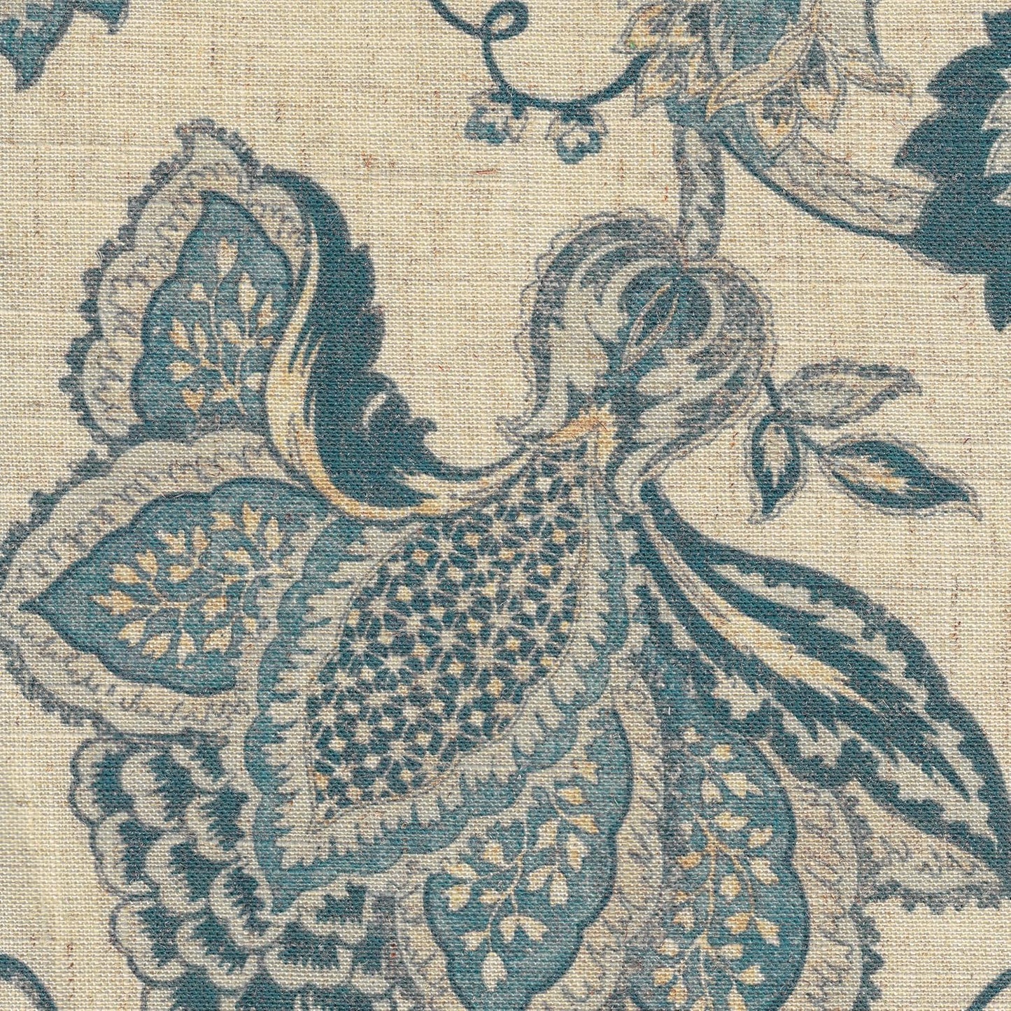 HomePop Upholstered Counter Height Barstool, 24-inch, Blue and Tan Jacobean