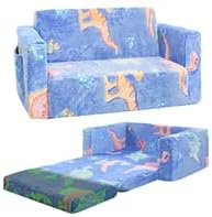 Toddler Chair Comfy,2-in-1 Soft Toddler Couch Fold Out for Kids,Convertible Sofa to Lounger,Gift for Girls and Boys Birthday,Dinosaurs,Large