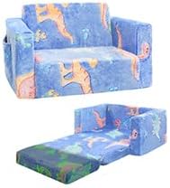 Toddler Chair Comfy,2-in-1 Soft Toddler Couch Fold Out for Kids,Convertible Sofa to Lounger,Gift for Girls and Boys Birthday,Dinosaurs,Medium