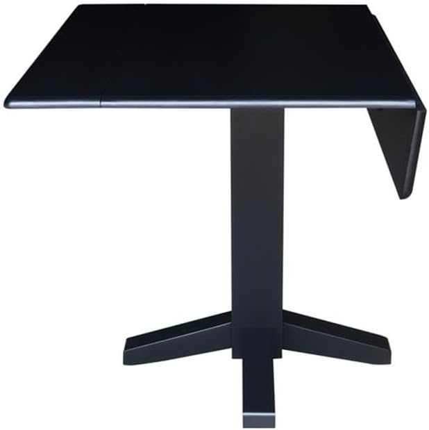 IC International Concepts Solid Wood 36" Square Dual Drop Leaf Dining Table, Black