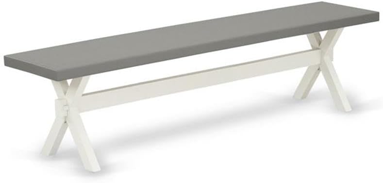 East West Furniture X097VE005-6 6 Piece Dining Room Table Set Contains a Rectangle Kitchen Table with X-Legs and 4 Grey Linen Fabric Parson Chairs with a Bench, 40x72 Inch, Multi-Color