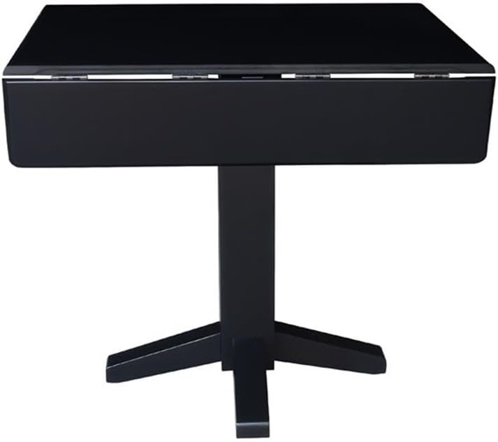 IC International Concepts Solid Wood 36" Square Dual Drop Leaf Dining Table, Black