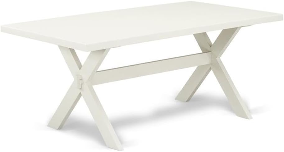 East West Furniture X027VE005-5 5 Piece Dining Room Table Set Includes a Rectangle Kitchen Table with X-Legs and 4 Grey Linen Fabric Parsons Dining Chairs, 40x72 Inch, Multi-Color