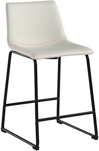 Roundhill Furniture PC185WH Lotusville Vintage PU Leather Counter Height Stools, Set of 2, White