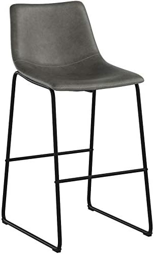 Roundhill Furniture Lotusville Vintage PU Leather Bar Stools, Antique Gray, Set of 2