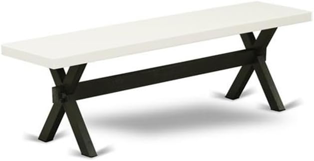 East West Furniture X626VE650-6 6 Piece Dining Set Contains a Rectangle Dining Room Table with X-Legs and 4 Dark Gotham Linen Fabric Parson Chairs with a Bench, 36x60 Inch, Multi-Color