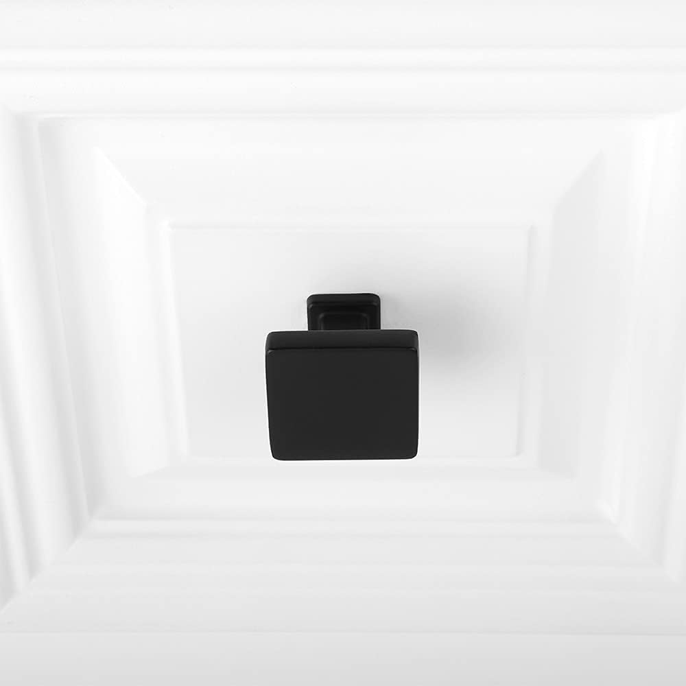KOOFIZO 20 Pack Black Cabinet Knobs Matte Black Drawer Knobs K08 Square Single Hole Cabinet Pulls for Cabinets Drawer Dresser Cupboard Bedroom Closet Bathroom Vanity