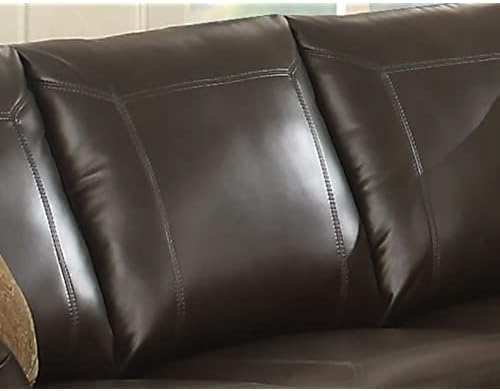 AC Pacific Louis Traditional Upholstered Leather Living Room Piece with Antique Brass Nail Head Trim, Sofa, Umber