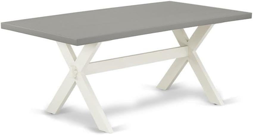 East West Furniture X097AB264-5 5 Piece Dining Room Furniture Set Includes a Rectangle Dining Table with X-Legs and 4 White Faux Leather Upholstered Chairs, 40x72 Inch, Multi-Color