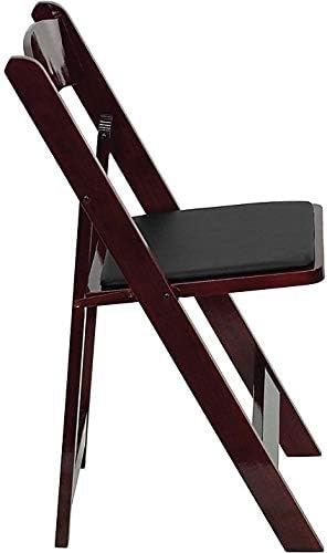 Flash Furniture 4 Pack HERCULES Series Mahogany Wood Folding Chair with Vinyl Padded Seat