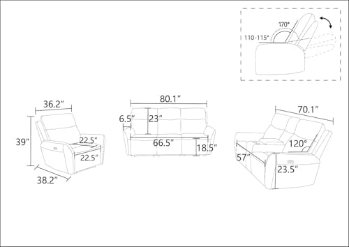 Oversized Power Recliner Chair, Multifunction Recliners Chair with Home Theater Seating, Oversized Single Electric Recliner Furniture for Living Room Apartment Home Theater, Light Gray