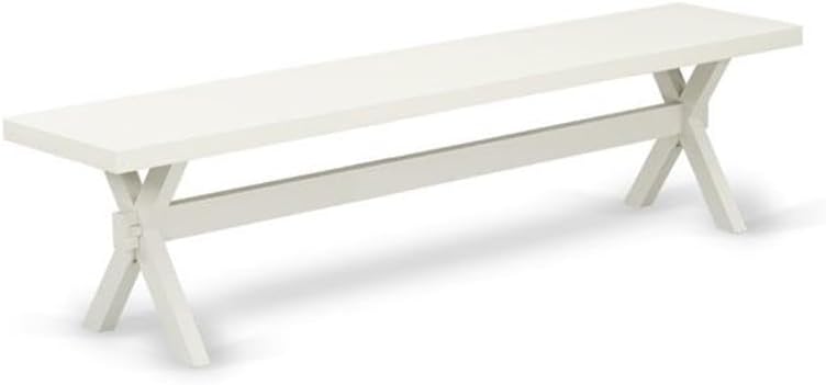 East West Furniture X027AB264-6 6 Piece Dining Table Set Contains a Rectangle Kitchen Table with X-Legs and 4 White Faux Leather Upholstered Chairs with a Bench, 40x72 Inch, Multi-Color