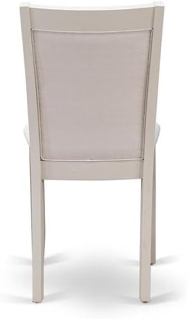 East West Furniture X077MZ001-7 7 Piece Dining Room Furniture Set Consist of a Rectangle Dining Table with X-Legs and 6 Cream Linen Fabric Upholstered Chairs, 40x72 Inch, Multi-Color